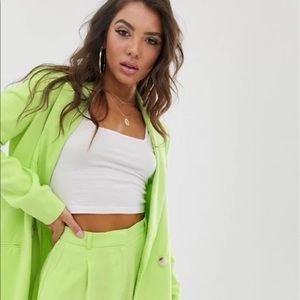 ASOS Mom Blazer in Lime Linen Suit
